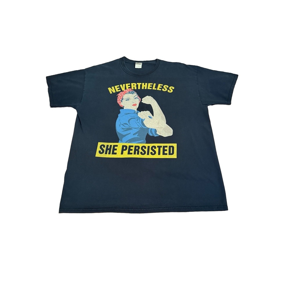 Vtg She Persisted T-Shirt Size XL Rosie The Riveter WW2 Girl Power Graphic 90s
